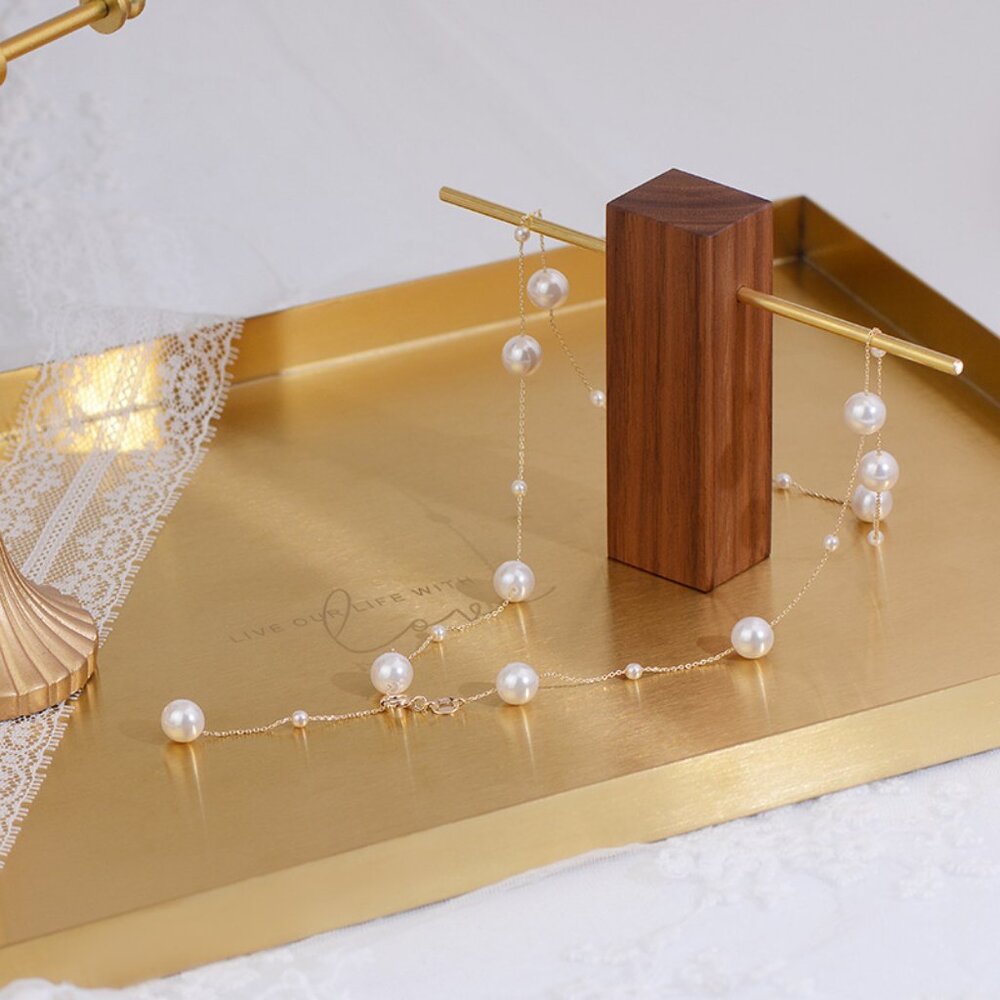 NEW 14K Gold Plated Pearl Station Necklace - Picture 4 of 14